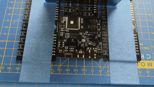 solder paste stencil dropping down on the web radio PCB